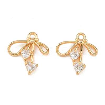 Brass Micro Pave Clear Cubic Zirconia Charms CU-CBA804C-08G-1