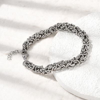 304 Stainless Steel Byzantine Chains Bracelets for Women BJEW-P399-01A-P-1
