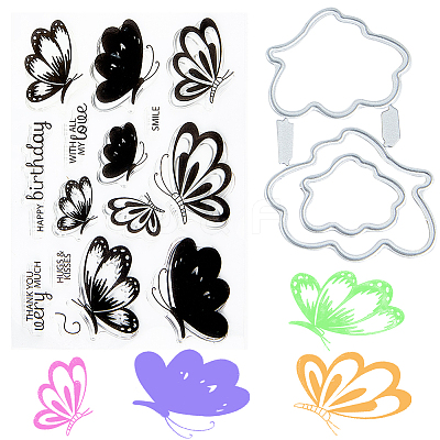 1Pc Butterfly Clear Silicone Stamps DIY-CP0009-56-1