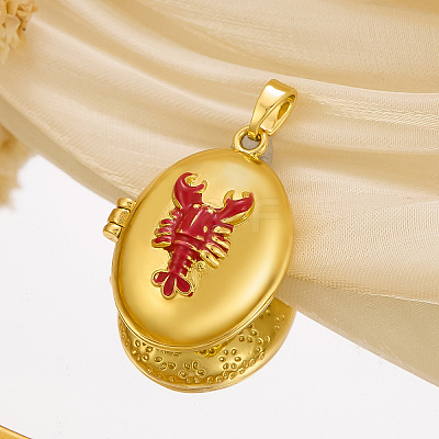 Brass Enamel Locket Pendants KK-K305-05G-1