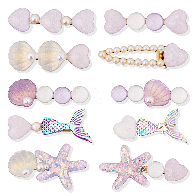 2 Bags 2 Styles Resin & Alloy Alligator Hair Clips AJEW-CY0001-39C-1