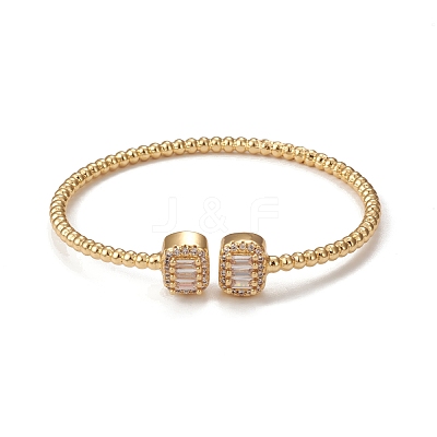 Rack Plating Brass Micro Pave Cubic Zirconia Bangle BJEW-E071-30G-1
