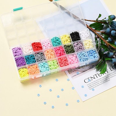 240g 24 Colors Handmade Polymer Clay Beads CLAY-JP0001-10-6mm-1