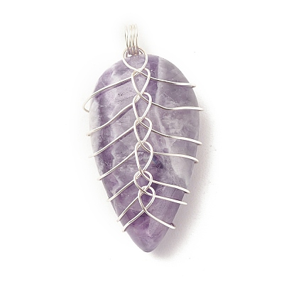 Natural Gemstone Pendants PALLOY-JF01384-1