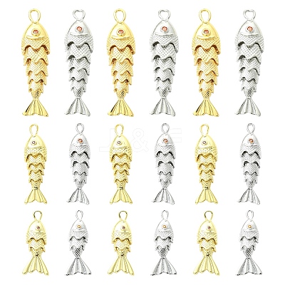 6Pcs 6 Styles Brass Pendants KK-YW0004-59-1