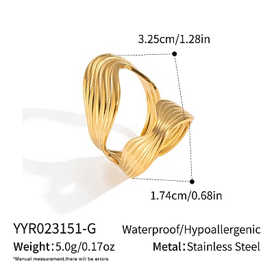 Irregular 304 Stainless Steel Cuff Open Rings for Women EA3390-1-1