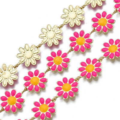 Brass Flower Link Chains CHC-N018-098E-1