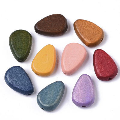 Painted Natural Wood Beads X-WOOD-R265-04-1
