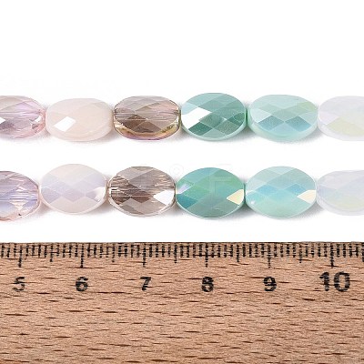 Electroplate Imitation Jade & Opaque & Transparent Glass Beads Strands X-EGLA-Q135-8x11MM-01C-1