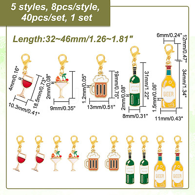 Beer & Wine Theme Pendant Stitch Markers HJEW-AB00425-1