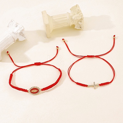 2Pcs Alloy Rhinestone Charm Bracelets for Women PW-WG418ED-01-1