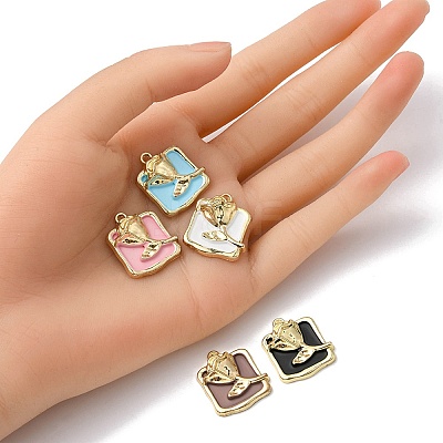 5Pcs Rack Plating Alloy Enamel Pendants ENAM-YW0002-46-1