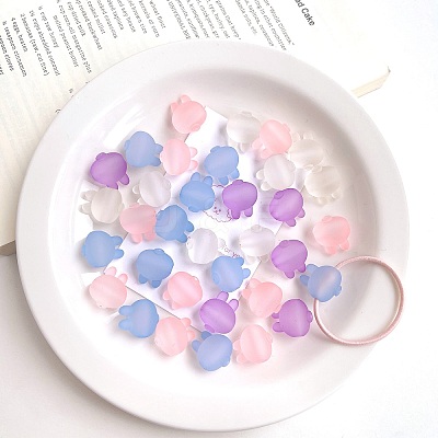 Rubberized Style Transparent Acrylic Beads OACR-L016-10-1