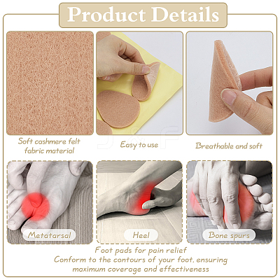 Front Foot Pad Thickened Felt Half Size Heel Pad AJEW-WH0818-010A-1