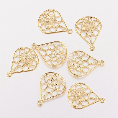 201 Stainless Steel Filigree Pendants STAS-F162-35G-1