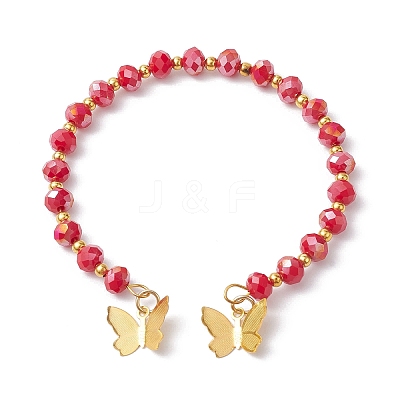 Glass Round Beaded Cuff Bangles BJEW-JB09964-02-1