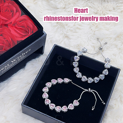 24Pcs 12 Styles Pink Series Heart Sew On Glass Rhinestones DIY-FH0005-84-1