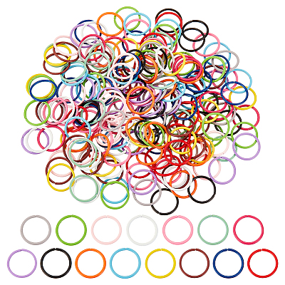 225Pcs 15 Colors SPray Painted Zinc Alloy Open Jump Rings FIND-H0010-91B-1