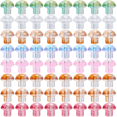 64Pcs 8 Colors Transparent Glass Beads GLAA-PA0001-24-1