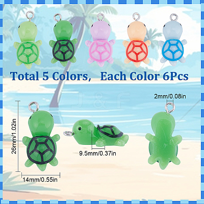 30Pcs 5 Colors Opaque Resin Pendants RESI-SC0002-74-1