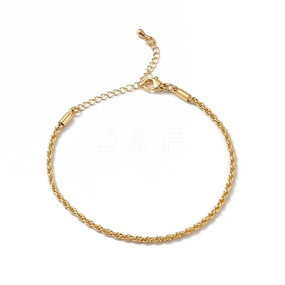 Rack Plating Brass Rope Chain Bracelet for Women BJEW-C020-11B-G-1