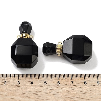 Natural Obsidian Perfume Bottle Pendants G-Q163-10G-05-1