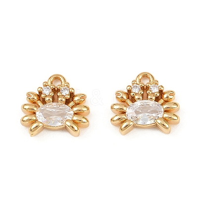 Ocean Theme Brass Micro Pave Cubic Zirconia Charms KK-F902-08K-G-1