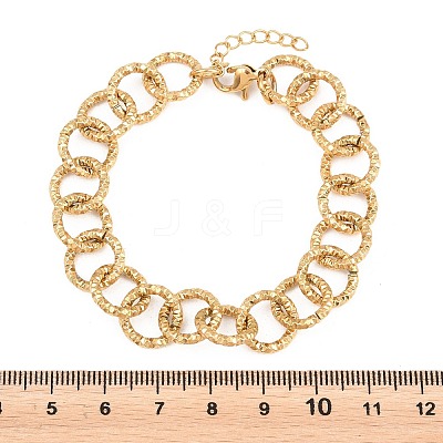 Hammered 304 Stainless Steel Rolo Chain Bracelets for Women BJEW-A160-10G-1
