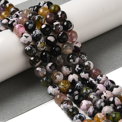 Dyed & Heated Natural Fire Crackle Agate Beads Strands G-P539-C01-05-1