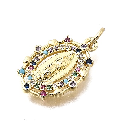 Brass Micro Pave Cubic Zirconia Pendants KK-P336-04H-G-1