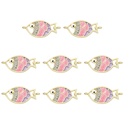 10Pcs Alloy Enamel Fish Links Connectors ENAM-YW0005-86A-1