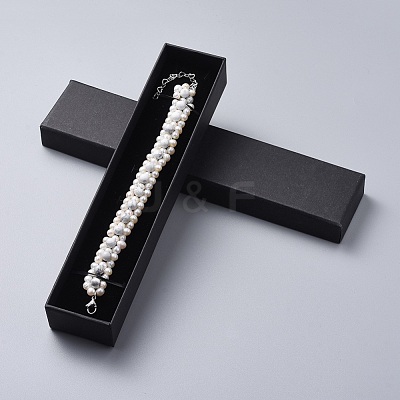 Natural Howlite Beads Bracelets BJEW-JB04604-03-1