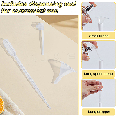80Pcs Empty Portable Plastic Spray Perfume Bottle with 2Pcs Plastic Pump with 2Pcs Mini Transparent Plastic Funnel Hopper with 6Pcs Disposable Plastic Droppe AJEW-BC0007-50A-1