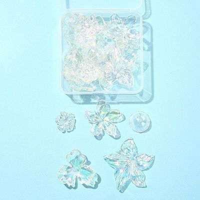 20Pcs 5 Styles UV Plating Acrylic Beads Caps TACR-FS0001-60-1