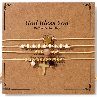 Bohemian Style Brass & Imitation Pearl Beads Braided Bead Bracelets AF5105-2-1