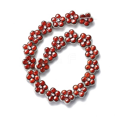 Handmade Porcelain Flower Beads Strands PORC-F003-01A-1