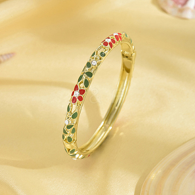 Enamel Flower Bangle with Rhinestone PF4009-1-1