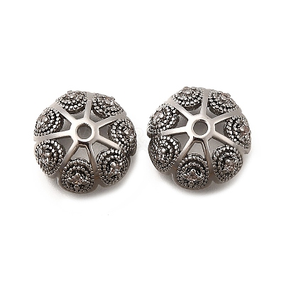 Brass Micro Pave Clear Cubic Zirconia Bead Caps KK-Z126-07P-1