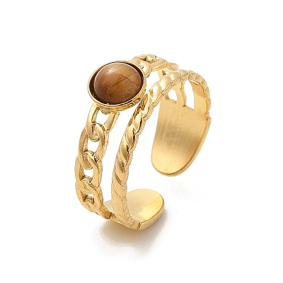 Natural Tiger Eye Finger Rings RJEW-K290-07G-1