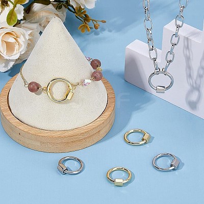 6Pcs 2 Colors Brass Screw Carabiner Lock Charms KK-HS0001-08-1