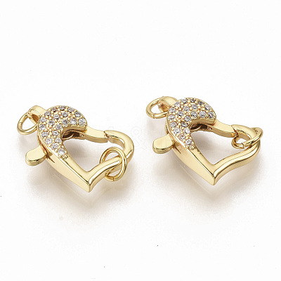 Brass Micro Pave Clear Cubic Zirconia Lobster Claw Clasps ZIRC-S066-021-1