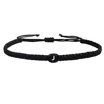 Adjustable Handmade Woven Waxed Cord Braided Bracelets with Acrylic Letter Beads LS-OI4298-10-1