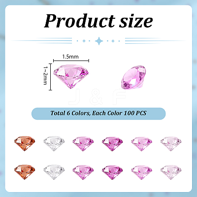 600Pcs 6 Styles Cubic Zirconia Cabochons ZIRC-PH0001-57-1
