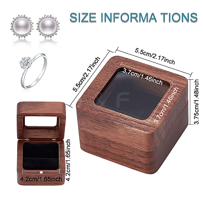 Square Wood Ring Storage Boxes CON-WH0087-52A-1