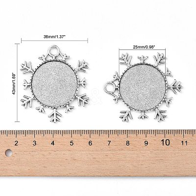 Christmas Ornaments Alloy Snowflake Pendant Cabochon Settings LS-TIBEP-O006-29AS-1