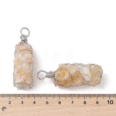 Rack Plating Copper Wire Wrapped Natural Citrine Chip Big Pendants G-C130-01P-05-1