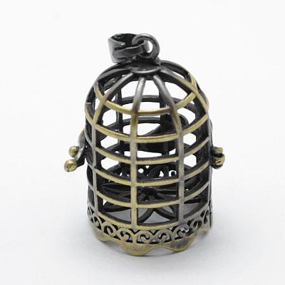 Brass Rack Plating Cage Pendants KK-F722-41AB-RS-1