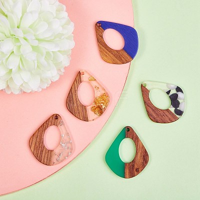 DIY 5 Pairs Resin & Walnut Wood Earrings Making Kits DIY-SZ0001-74-1