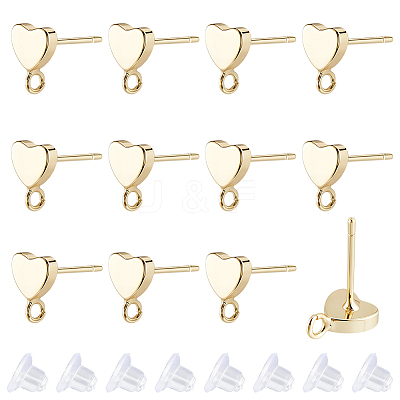 Brass Stud Earring Findings KK-BBC0028-29B-1