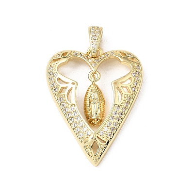 Religion Brass Micro Pave Clear Cubic Zirconia Pendants KK-E799-01A-G-1